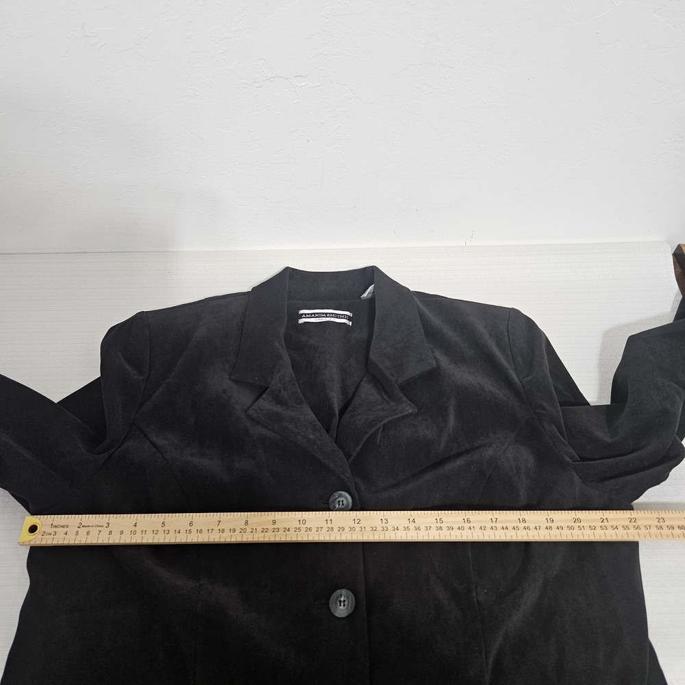 Vtg Amanda Smith II Womens 16W Black Faux Suede Pant Suit 2pc Blazer Set Lagen - Picture 10 of 14